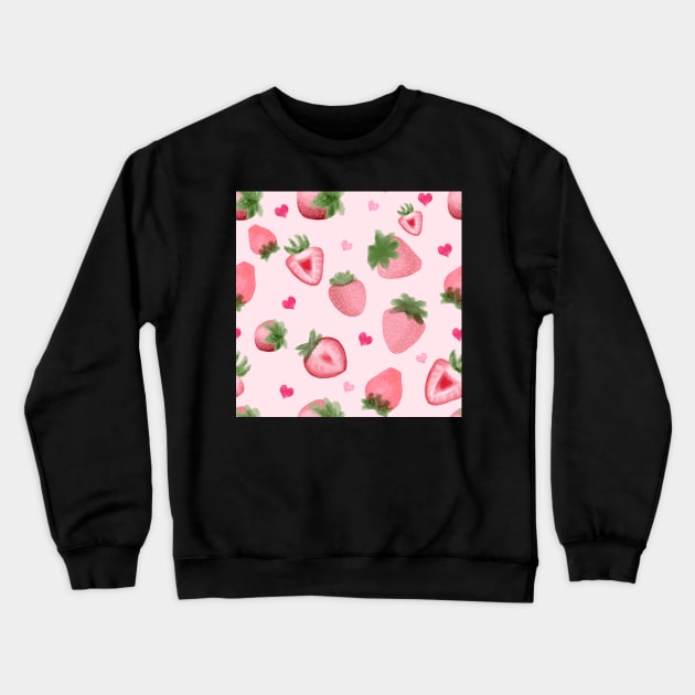 watercolor strawberries pattern Crewneck Sweatshirt by goblinbabe